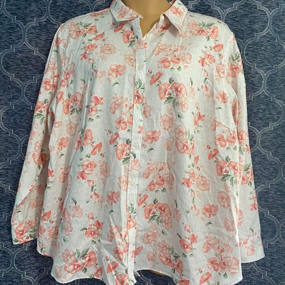 Chaps Tops Chaps Womens 3x Tall Long Sleeve Button Down No Iron